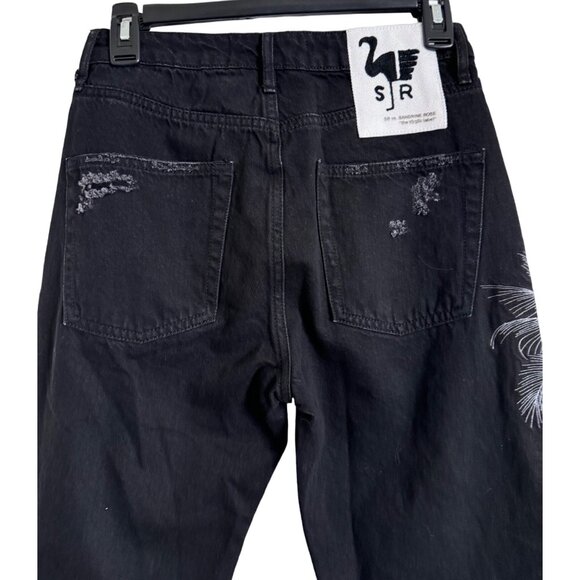 SR vs. Sandrine Rose Palm Tree Black Size 27 Black Distress Demin Jeans NWOT - Picture 3 of 7